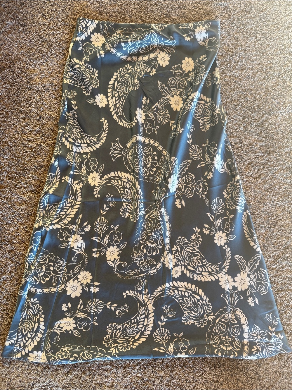 By Together Black Maxi Skirt with Cream Paisley Floral Print